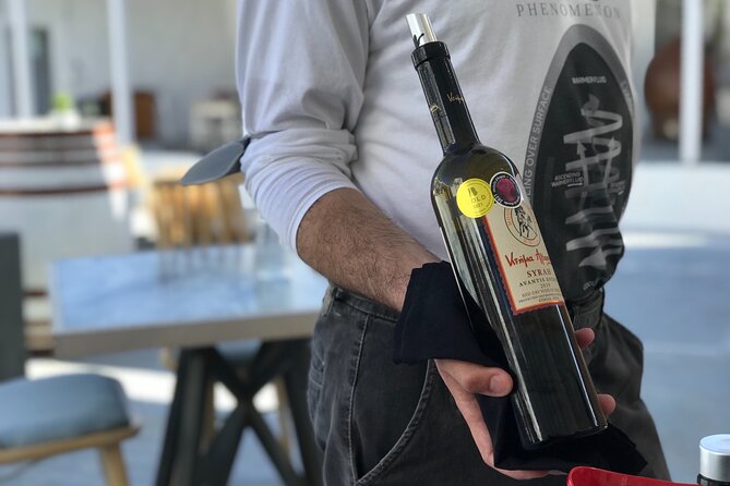 3 Wineries wine tasting & Greek Meal -Food and Wine pairing - How the 5-hour schedule balances volcanic tastings and a Greek meal