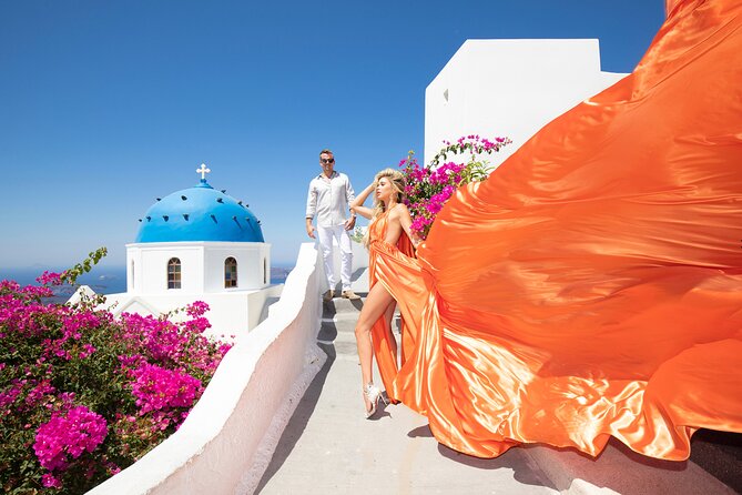 Amazing Flying Dress Photoshoot in Santorini - Practical logistics that matter (more than you think)