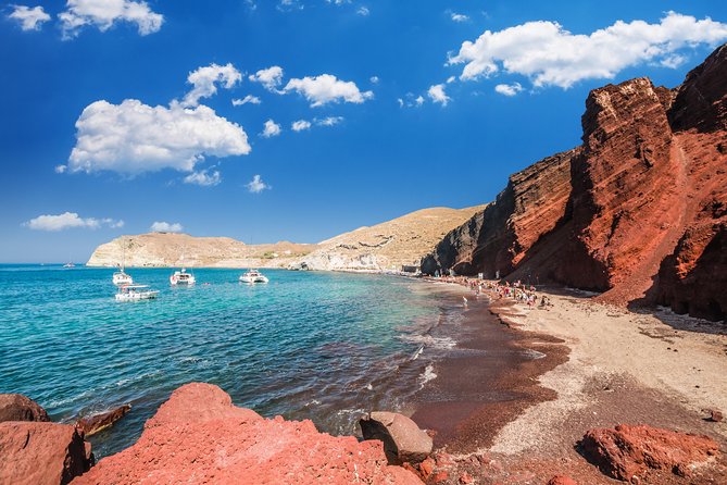 Archaeological Bus Tour To Akrotiri Excavations & Red Beach - Black Sand at Perissa or Perivolos: Swim Time and Local Food Stops