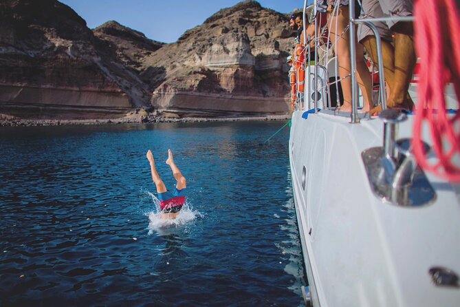 Beautiful Day Catamaran Caldera Cruise incl. Meal & Drinks - Stop 3: Vlychada Port Disembarkation (10 Minutes)