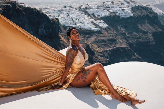 Exclusive Santorini Flying Dress Photoshoot with Pickup - The flying-dress moment: posing help you can actually use