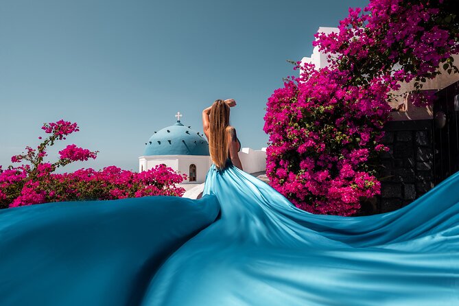 Flying Dress Express - A Flying Dress Photo Shoot in Imerovigli or Oia