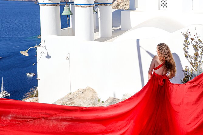 Flying Dress Photoshoot Experience in Santorini with pick up - Timing and Weather: How to Make the Hour Work
