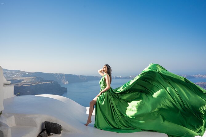 Flying Dress Photoshoot Tour in Santorini & Pick up - Imerovigli Views With a Flying Dress Plan