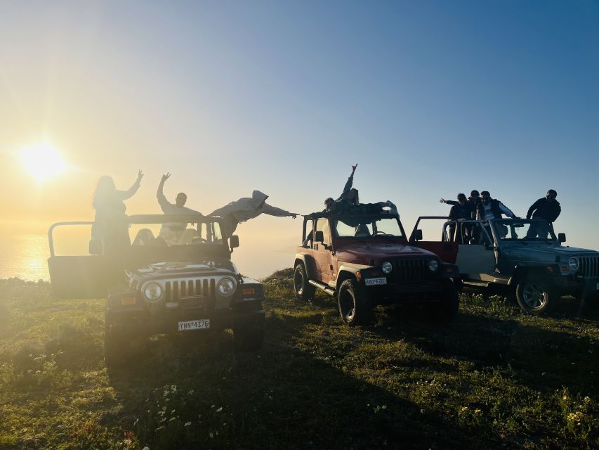 From Fira: Santorini Wrangler Jeep Convoy Tour & Villages - Pyrgos to Megalochori: start with views, then get your tires dirty