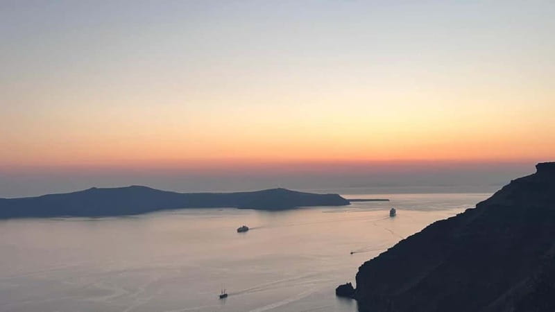 From Santorini: Volcano Cruise With Oia Sunset - Nea Kameni volcano stop: the optional, unguided crater hike