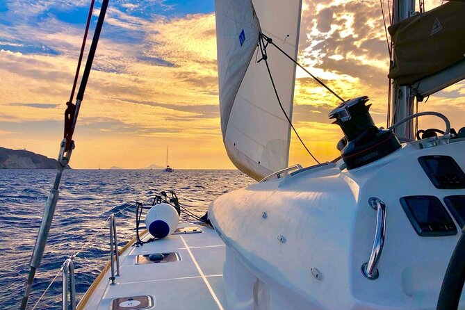 Half Day Premium Catamaran Cruise in Santorini including Oia - Thirassia: where snorkeling time meets dinner prep