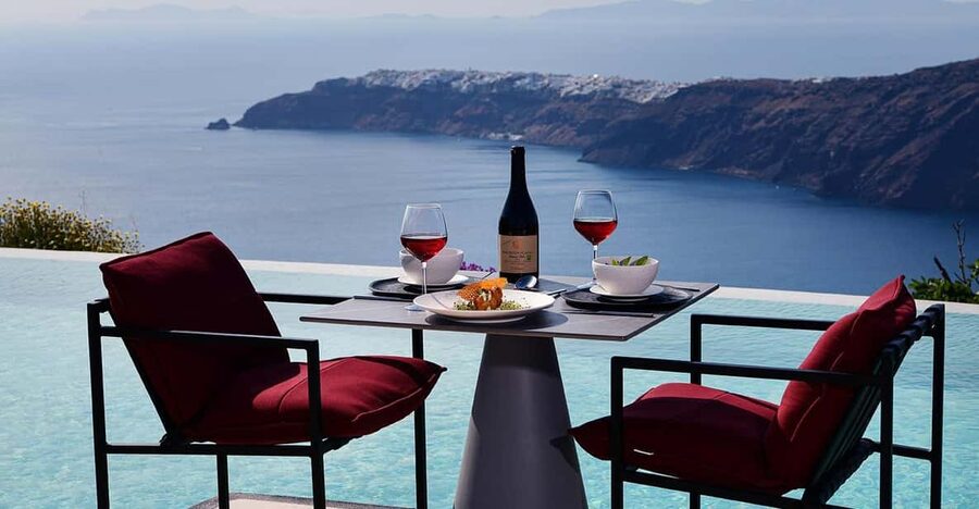 Imerovigli: Premium Wine Tasting with Caldera and Sea Views - Value for $104: premium views plus a real tasting setup