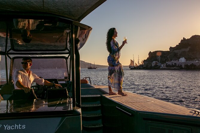 Luxury Private Power Catamaran Tour in Santorini - Lighthouse, Indian Rock, and Saint Nicolas: where photos meet swim time