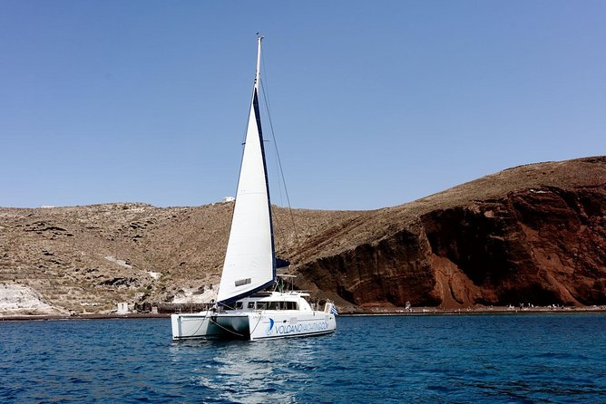 Morning Caldera Cruise with BBQ Meal and Drinks - Crew makes it: Danai, Spiros, George, and a captain who drives the boat well
