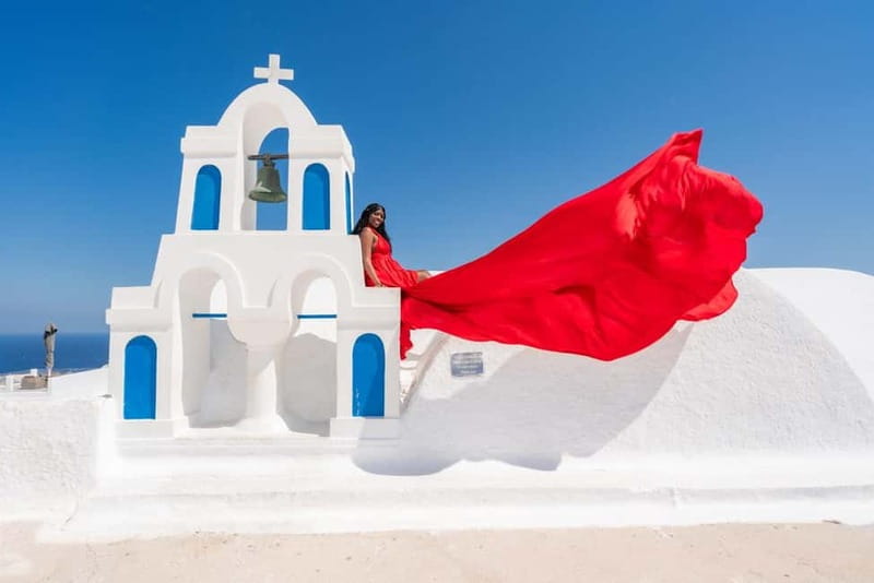 Oia: Santorini Photoshoot with Flying Dress Rental Option - Price and value: $175 for 50 edited photos plus optional costume