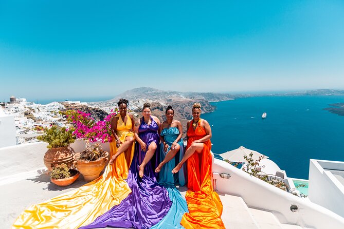 Photoshoot in Flying Dresses in Santorini - A Private Flying-Dress Shoot That Feels Like a Movie Scene