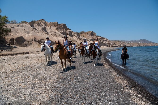 Premium Secluded Black Beach Horseback Riding Tour in Santorini - Vine-lined tracks to Thira’s fishermen port at the mountain’s base