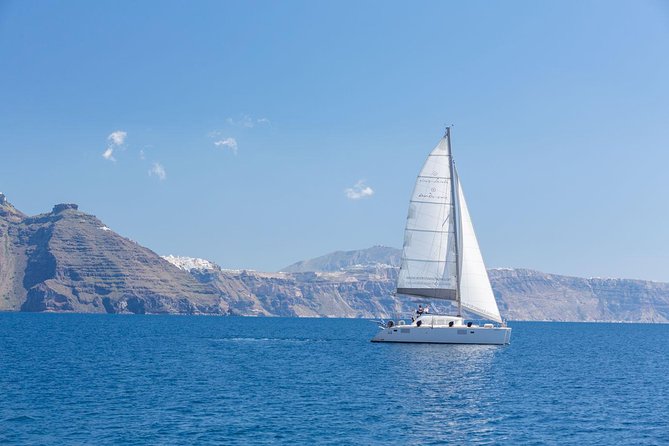 Premium Small-Group Catamaran Cruise with BBQ, Open Bar, Transfer - Palea Kameni Hot Springs: Sulfur Water With a 100m Open-Water Requirement