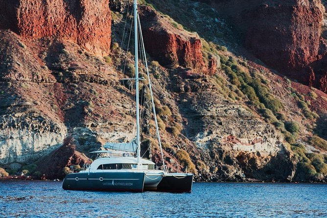 Private Beautiful Day or Romantic Sunset Cruise with Meal and Drinks - A Private Catamaran Day Over Santorini’s Sea