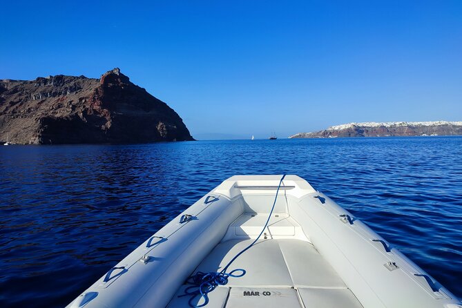 Private boat tour in Santorini with lunch or dinner in Therasia - Route Breakdown: Volcano Views, Palia Kameni, and Skaros From the Sea