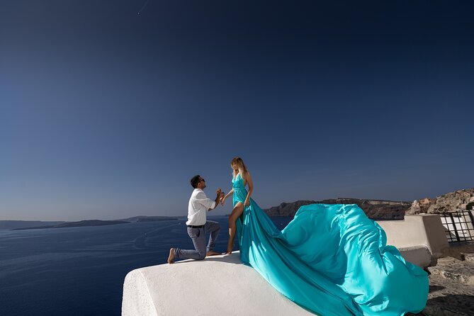 Private Flying Dress Photoshoot in Santorini – Blue Domes View - Route Walkthrough: Blue Domes, Imerovigli, Skaros Rock, Caldera Views