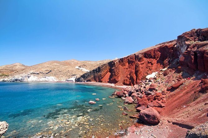 ~PRIVATE Full Day Santorini road tour 8 hours Book with us~ - Perissa Black Sand Beach: the best chance for real beach time