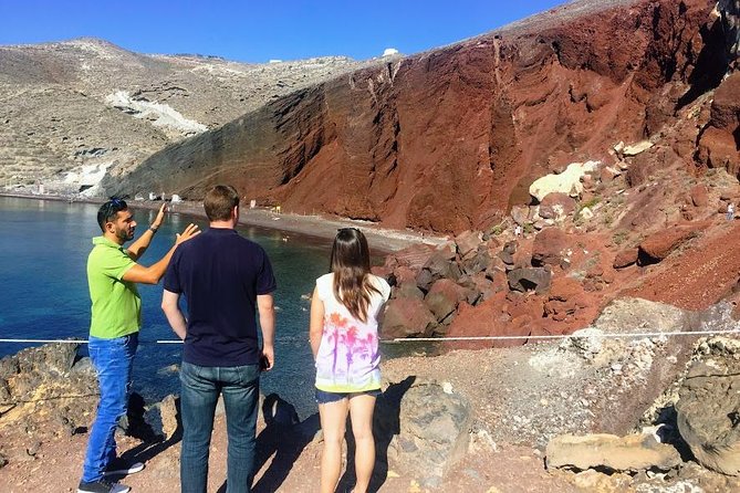 Private Half Day Tour of Santorini's South Side - Perissa Beach: black sand break for sunbathing and a calmer swim