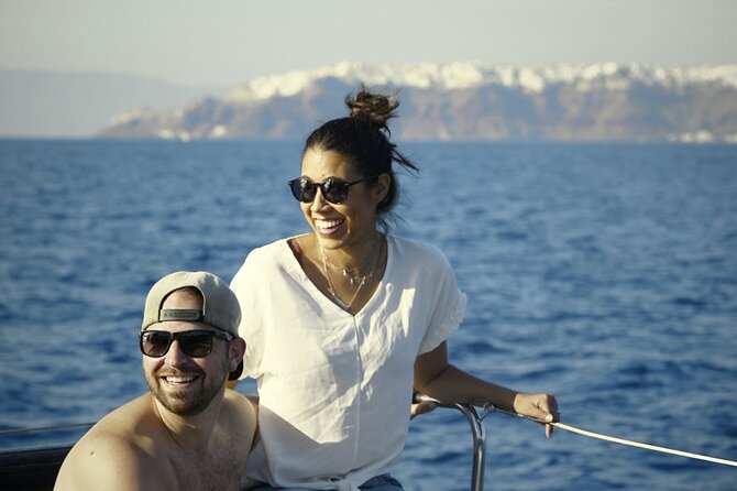 Private Luxury Santorini Catamaran Cruise with Port Pickup - Nea Kameni: where the meal pairs naturally with the views