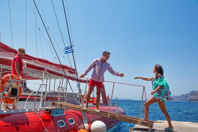 Sailing Catamaran Cruise in Santorini with BBQ, Drinks and Transfer - White Beach: The BBQ Lunch Stop (Where You’ll Spend More Time)