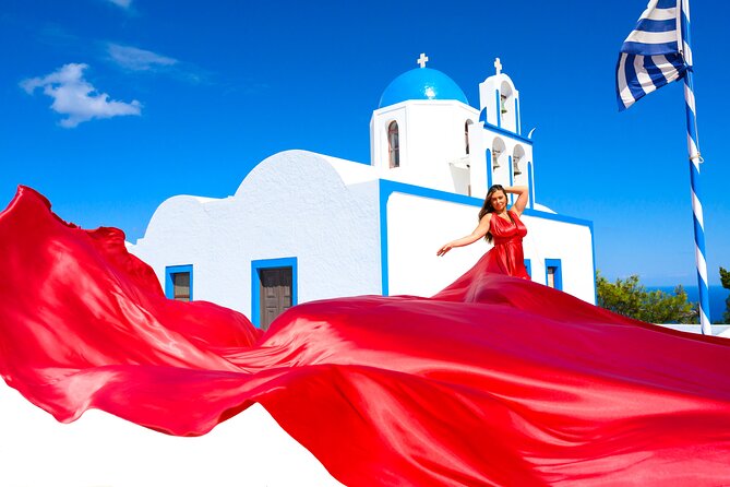 Santorini 2h Private Flying Dress Photoshoot with Transportation - The Flying Dress Part: More Than Just Wearing a Dress