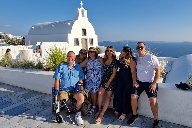 Santorini: 4hr Wheelchair Private Accessible Tour - Stop 2: Kamari Beach for black sand sea-breeze time