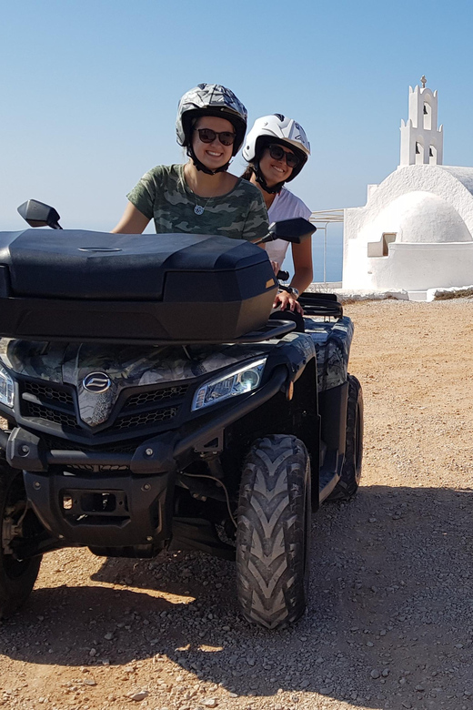 Santorini: ATV guided tour around the South of the island - Emboreio windmills, Megalochori views, and the climb toward the summit
