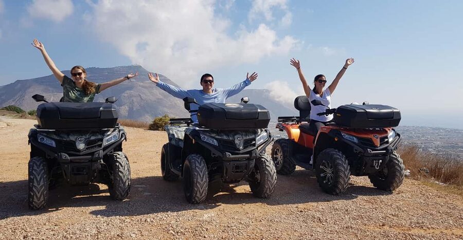 Santorini: ATV guided tour around the South of the island - Pyrgos village after the summit: traditional streets and a coffee break