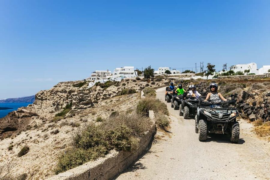 Santorini: ATV Quad Bike Tour with Lunch and Pickup - Lunch included: fresh local food plus ouzo-raki or wine