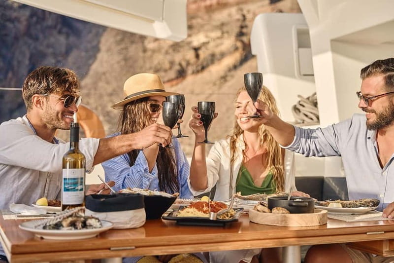 Santorini: Caldera Classic Catamaran Cruise w/ Meal & Drinks - Red Beach and the Greek BBQ Lunch: Where the Day Starts to Feel Like a Vacation