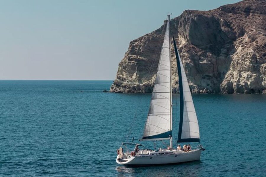 Santorini Caldera: Morning Sailing Cruise with Meal - Red Beach, White Beach, and the Indian Rock Formation Photo Stops