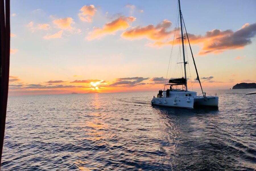 Santorini Caldera: Panorama Winter Cruise - Akrotiri Lighthouse and the Black Mountain Stop