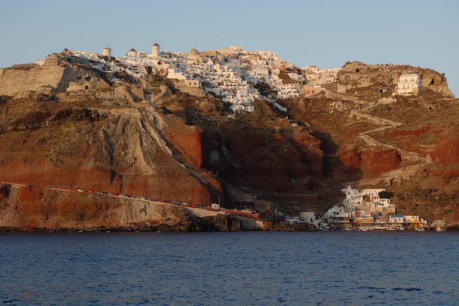 Santorini Caldera Sunset Sailing Cruise with Dinner and Wine - Hot Springs at Palea Kameni: Warm Water, Short Swim, Foam Noodles