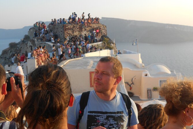 Santorini car tour with a local - Imerovigli: the blue-domed church and caldera photo angles