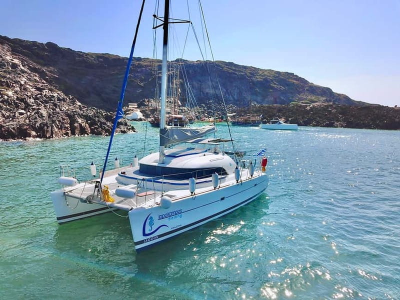 Santorini: Catamaran Cruise with Food and Drinks - Mesa Pigádia: Snorkeling Gear, Clear Water, and the BBQ Buffet