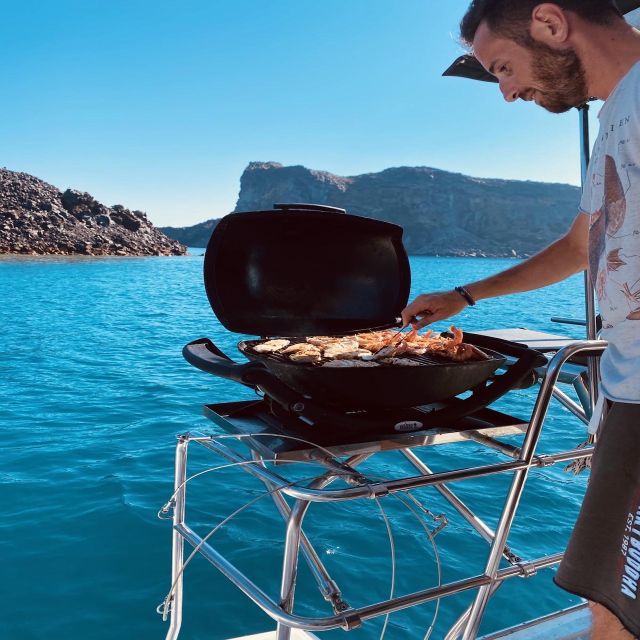 Santorini: Catamaran Cruise with Lunch, Drinks, & Oia Visit - Thirasia Island Swim, Snorkel Time, and Onboard Eating