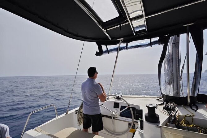 Santorini Catamaran Cruise with Meal and Drinks - The meal and drinks: Greek salad, appetizers, unlimited wine, and less stress