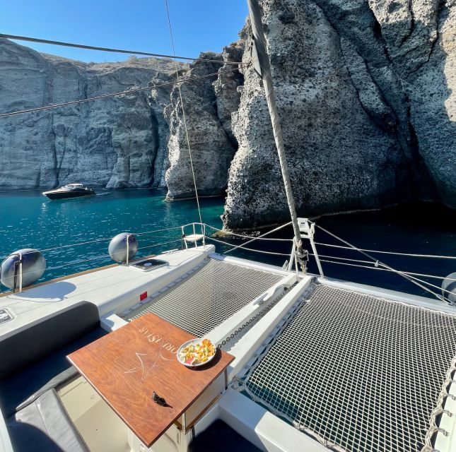 Santorini Catamaran Cruise with Swimming, Meal and Open Bar - Who should book this cruise, and who should be cautious
