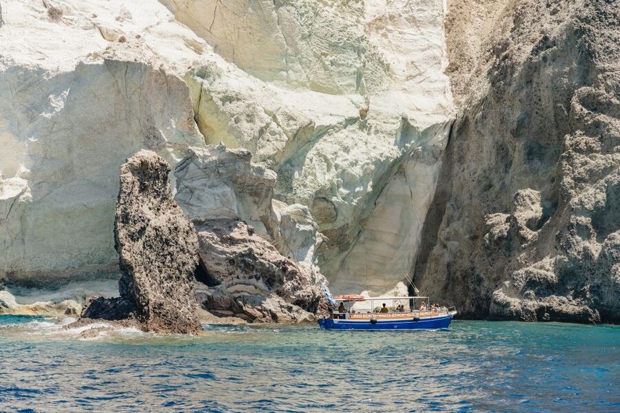 Santorini: Catamaran Tour with BBQ Dinner, Drinks, and Music - Red Beach and White Beach: Two Swim Stops, Two Different Feels