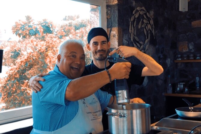 Santorini Cooking Class Gastronomy Experience & Wine Tasting - Art Space Winery: guided wine tasting with a food-first memory