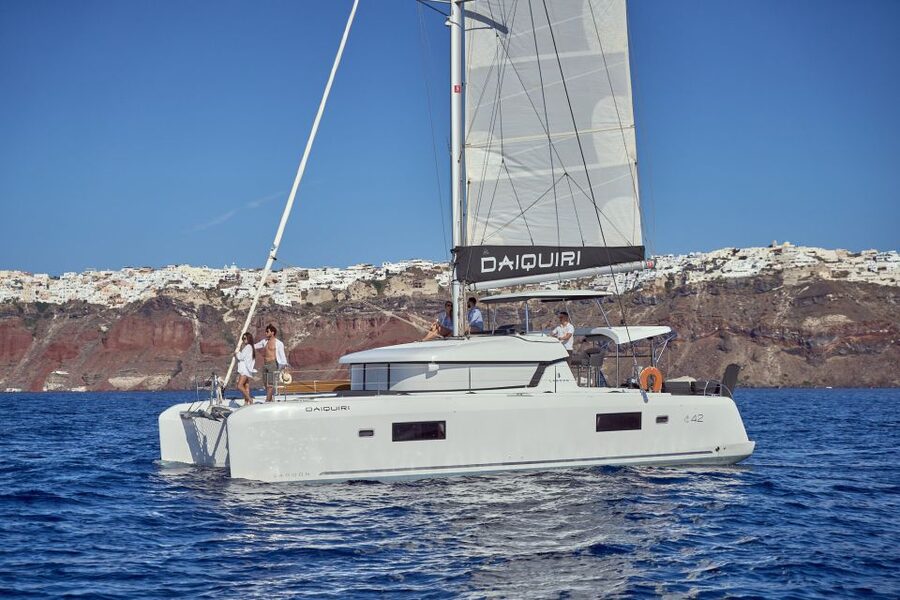 Santorini: Day Luxury Catamaran Cruise with Meal & Drinks - Nea Kameni and the Volcano Islets: BBQ Lunch in Black-Lava Country