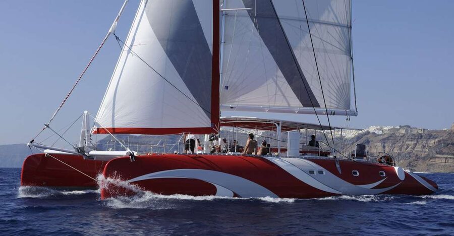 Santorini: Dream Catcher 5-hour Sailing Trip in the Caldera - Passing Akrotiri, Red and White Beaches, and the Famous Landmarks