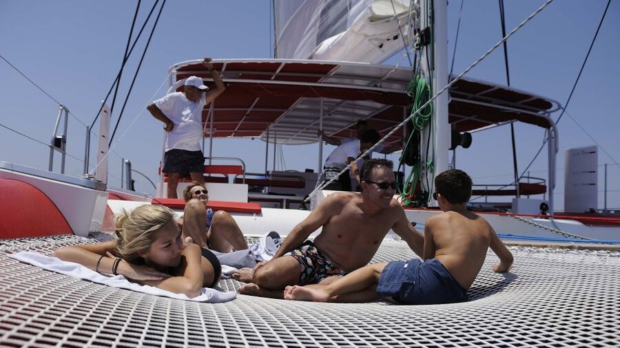 Santorini: Dream Catcher 5-hour Sailing Trip in the Caldera - The Sailing Feel: When the Crew Cuts the Engine