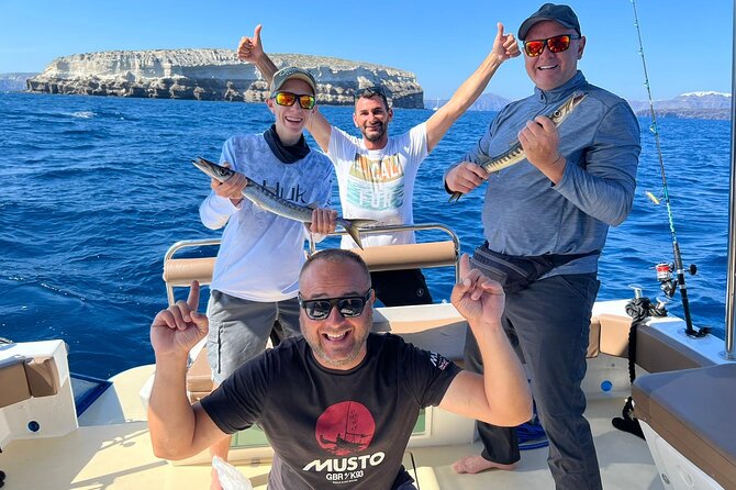 Santorini Fishing Private Cruise boat tour - BBQ, Snorkeling - Captain Makis and Elias: Pirate Energy Meets Real Sea Knowledge