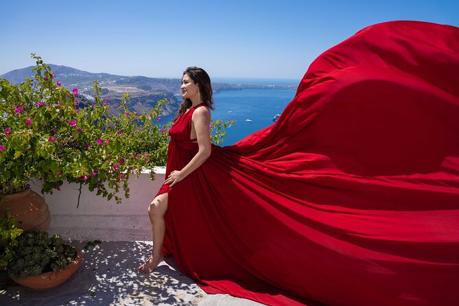 Santorini Flying Dress Experience - The Shoot Plan: Posed, Candid, and Sea-Facing Motion