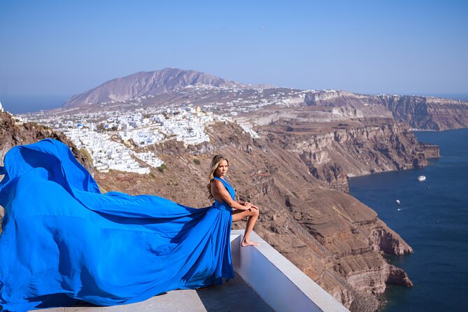 Santorini Flying Dress Photo Session Experience - Santorini’s Imerovigli views, translated into a fashion shoot