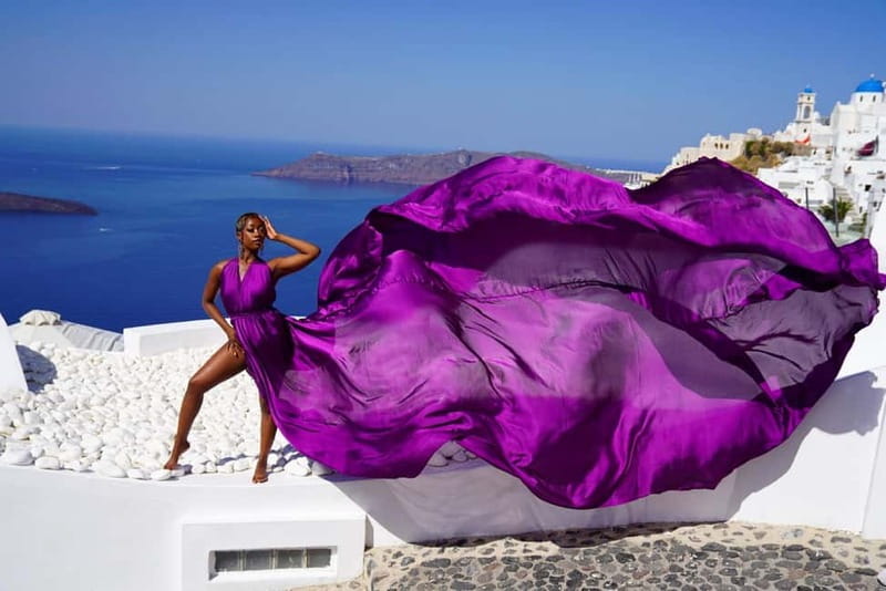 Santorini: Flying Dress Photoshoot Private Entry to Blue Dom - Where you’ll shoot: Oia, Imerovigli, Fira, or your hotel