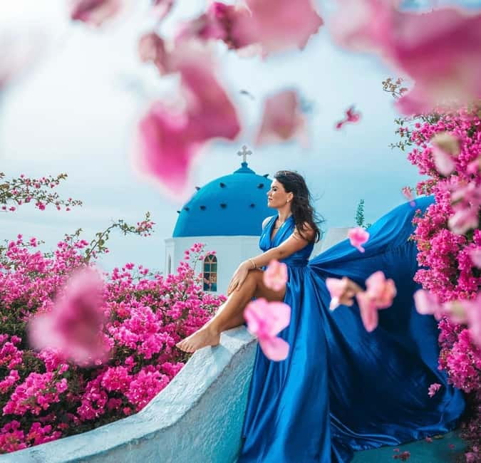 Santorini: Flying Dress Photoshoot with Edited Photos - Tips That Help Your Photos Look Like You Thought of Everything
