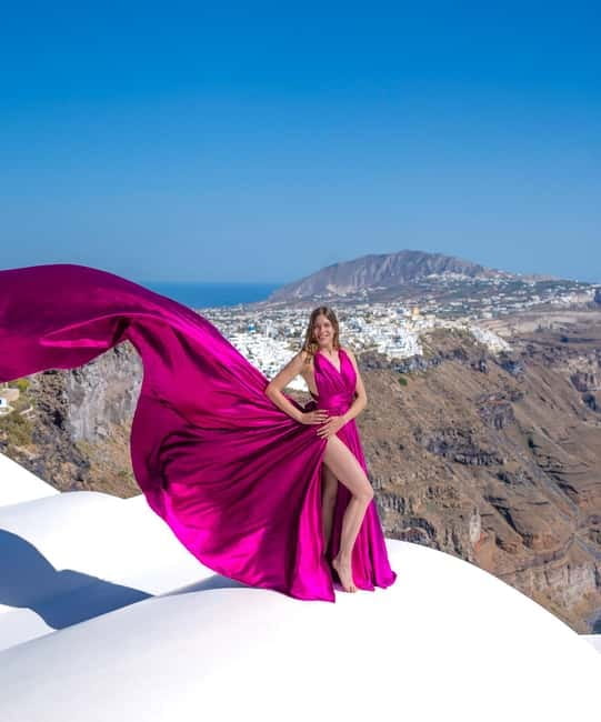 Santorini: Flying Dress Photoshoot with Edited Photos - The Dress: 10 Colors, Accessories, and the Key Photo Effect